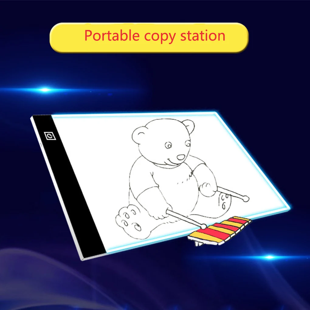 Kopya Masası LED Karikatür Boyama LED Işık Pedi A5 Çizim Tahtasında DIY Aydınlık Yazma Tablet