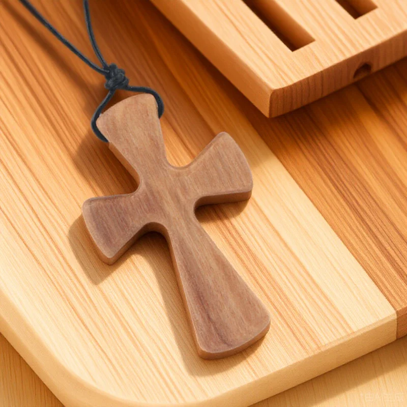 

Wooden Hand Carved Wood Pendant Adjustable Chain For Men Women Daily Wear Religious Jewelry Decorative Neck Chain