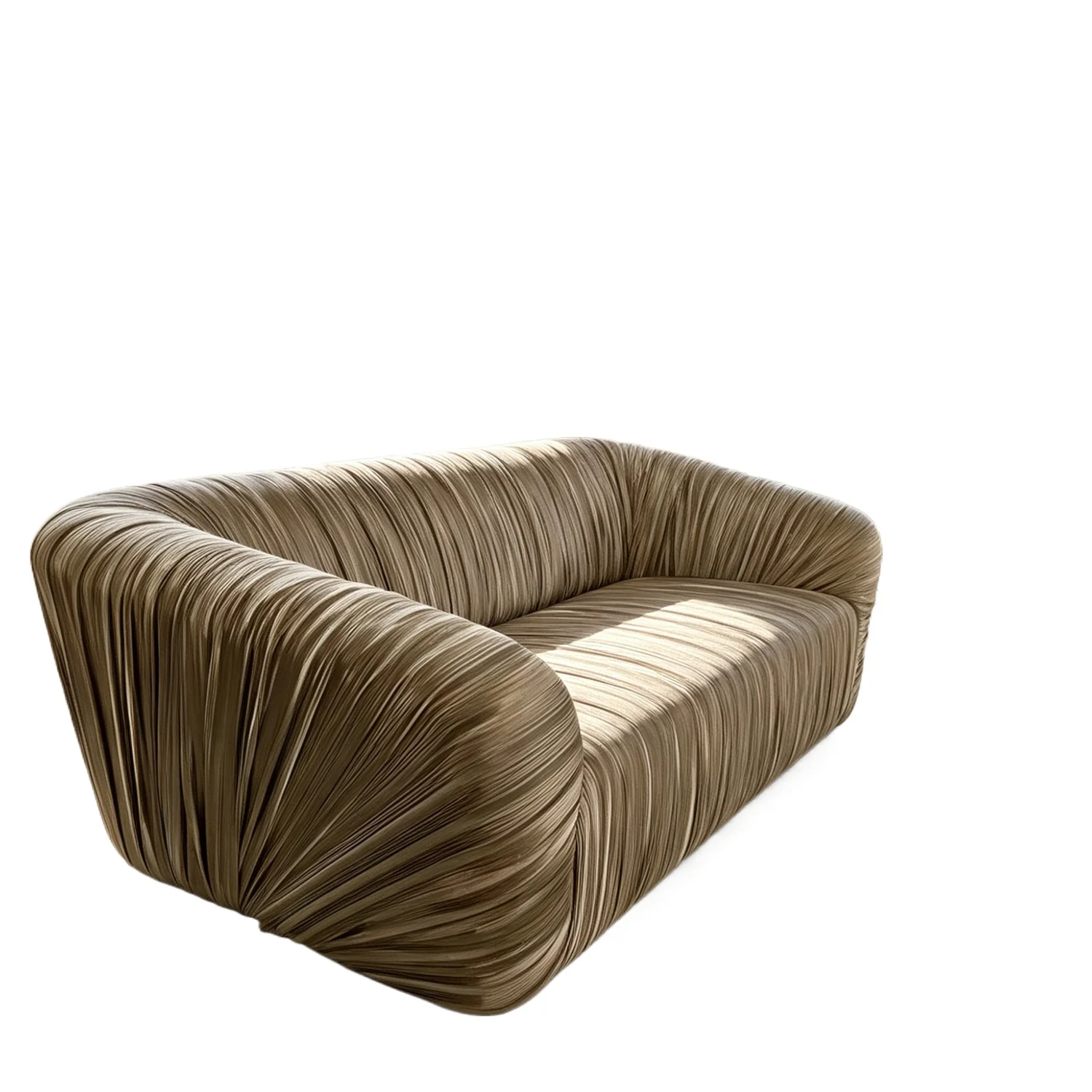Modern simple living room sofa solid wood frame high density sponge pleated fabric home furniture sofa set