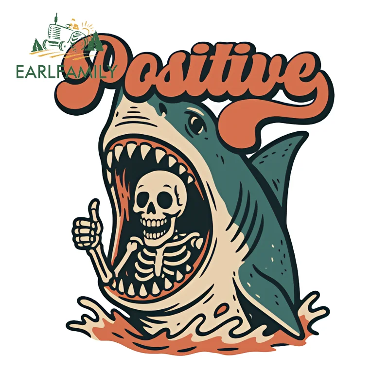 EARLFAMILY Shark Funny Car Stickers Eye-Catching Amusing Racing Drifting Decal Practical Waterproof PVC Vinyl Car Sticker