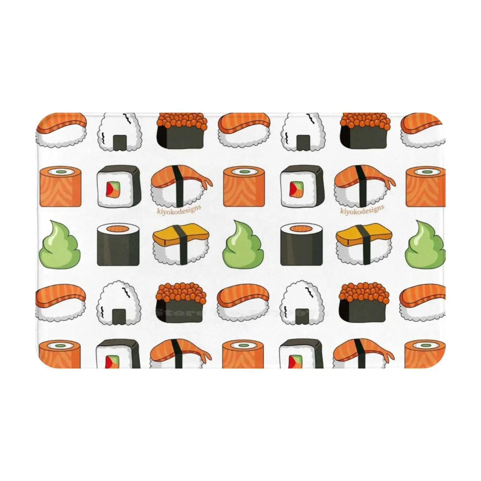 Sushi Door Mat Foot Pad Home Rug Onigiri Sushi Art Vector Art Vector Illustration Digital Illustration Japanese Wasabi Sushi