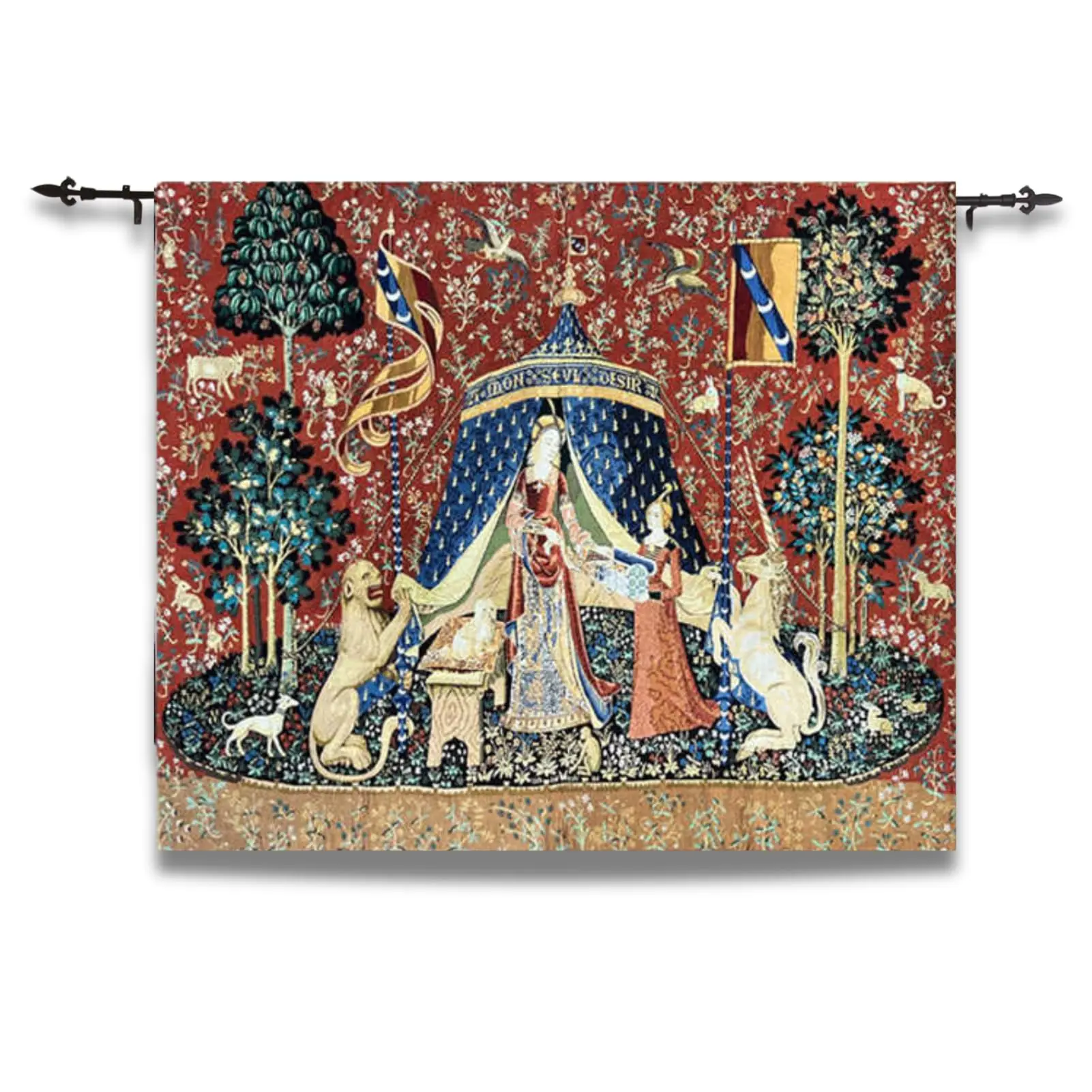Medieval Tapestry Wall Hanging - The Lady and The Unicorn Inspired Design, Vintage Woven Wall Tapestry, Premium Fabric