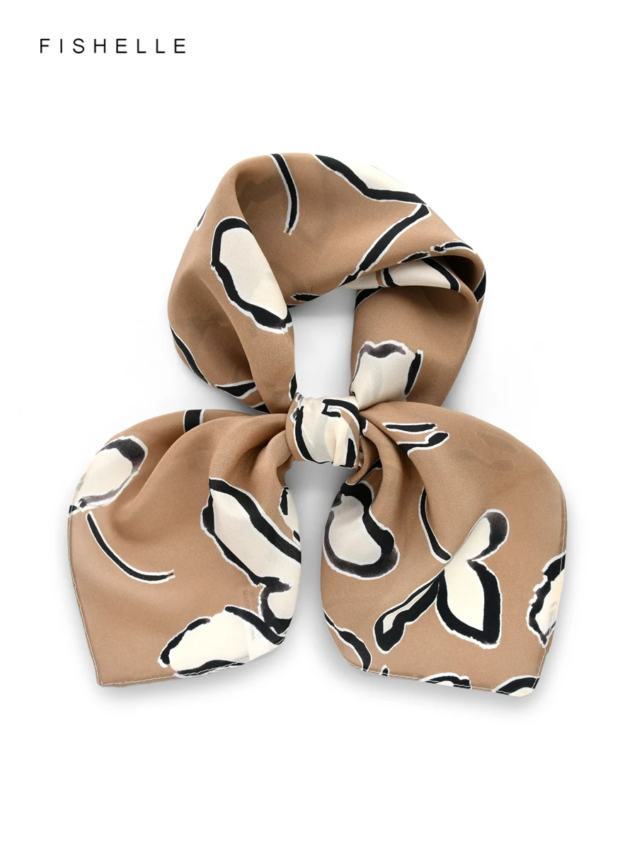 

Khaki 100% natural silk scarf women scarves square scarfs crepe de chine shawl luxury gift headband wrap handkerchief 62cm