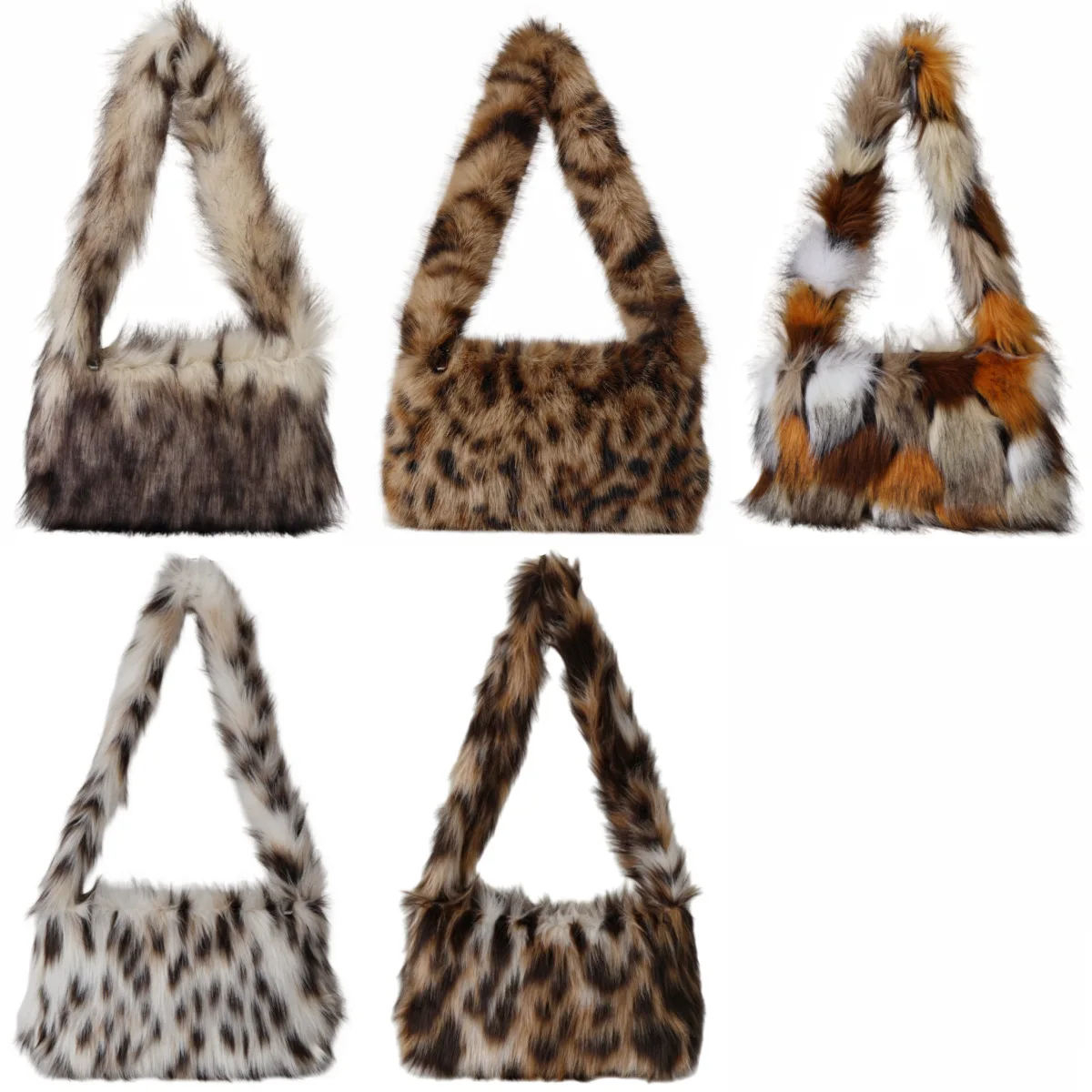 Y2K Trendige Plüsch-Unterarmtasche Damen Herbst-Winter Mode Einzelhandtasche Leopardenmuster-Tasche für Streetstyle – Detail 1
