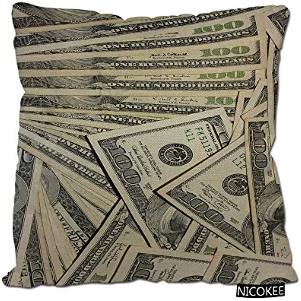 Us Dollar Currency Money Hundreds of 100 Dollar Bills Throw Pillow Covers Cases for Couch Sofa Bed Home Decor