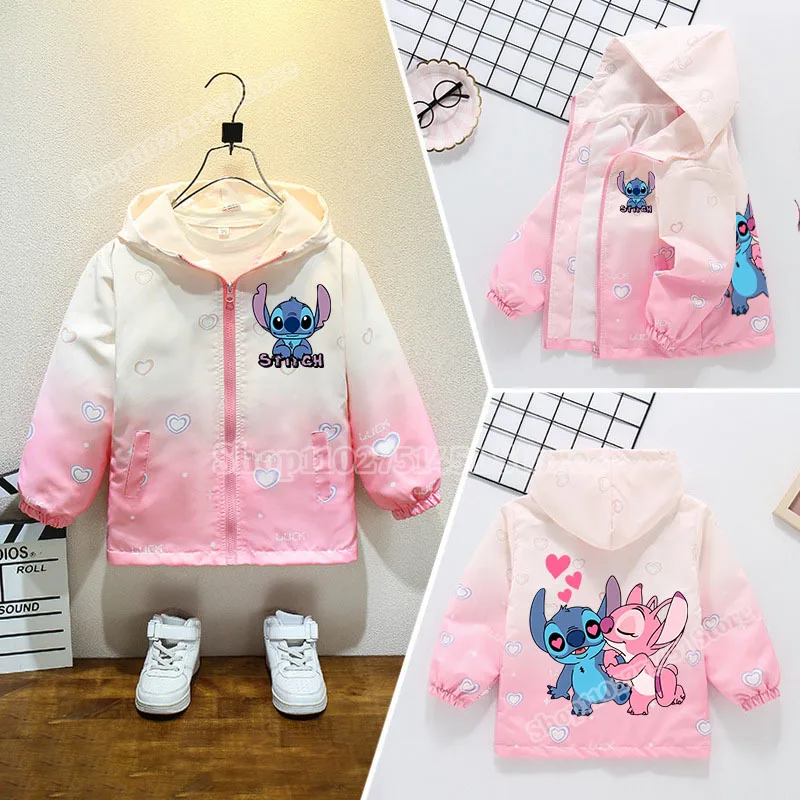 Kawaii Disney Stitch Jacket Baby Girl Winter Clothes Cartoon Lilo Stich Coats Kids Overcoats Children's Clothing Outerwear Xmas