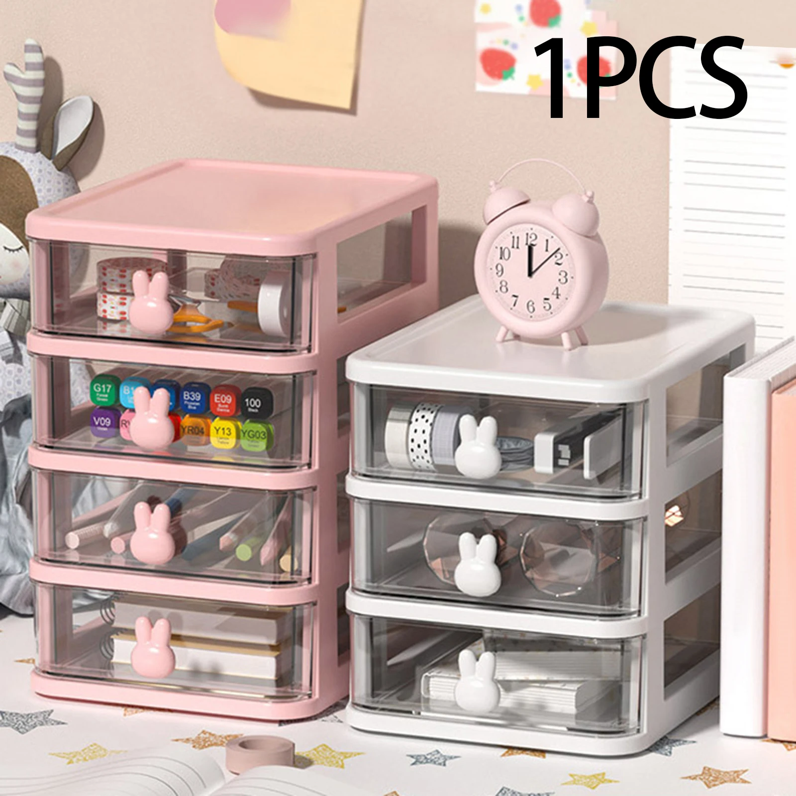 

Multi-functional Desktop Organizer Drawer Box with Pen Holder and Hair Accessories Storage Shelf Jewelry Organizer Storage