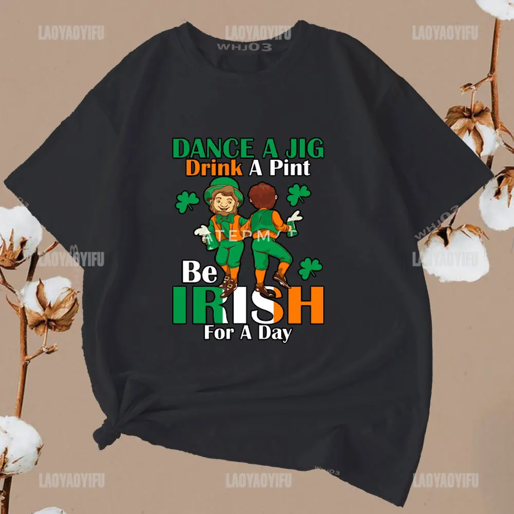 Irish Drinking Team Printed T-shirt Ireland Tee Saint PADDYS St Patricks Day Dark Gray 1 Woman Man Cotton Tshirt