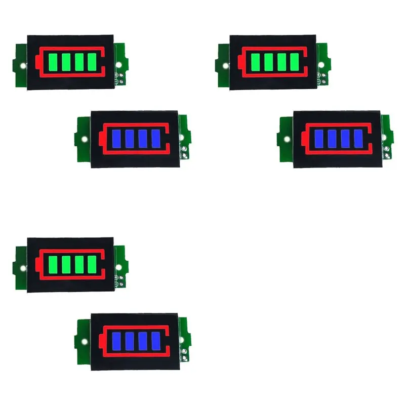 A55T 6 Pcs 1-8S Lithium Battery Meter Display Module Blue Three String LED Lithium Battery Pack Indicator Board