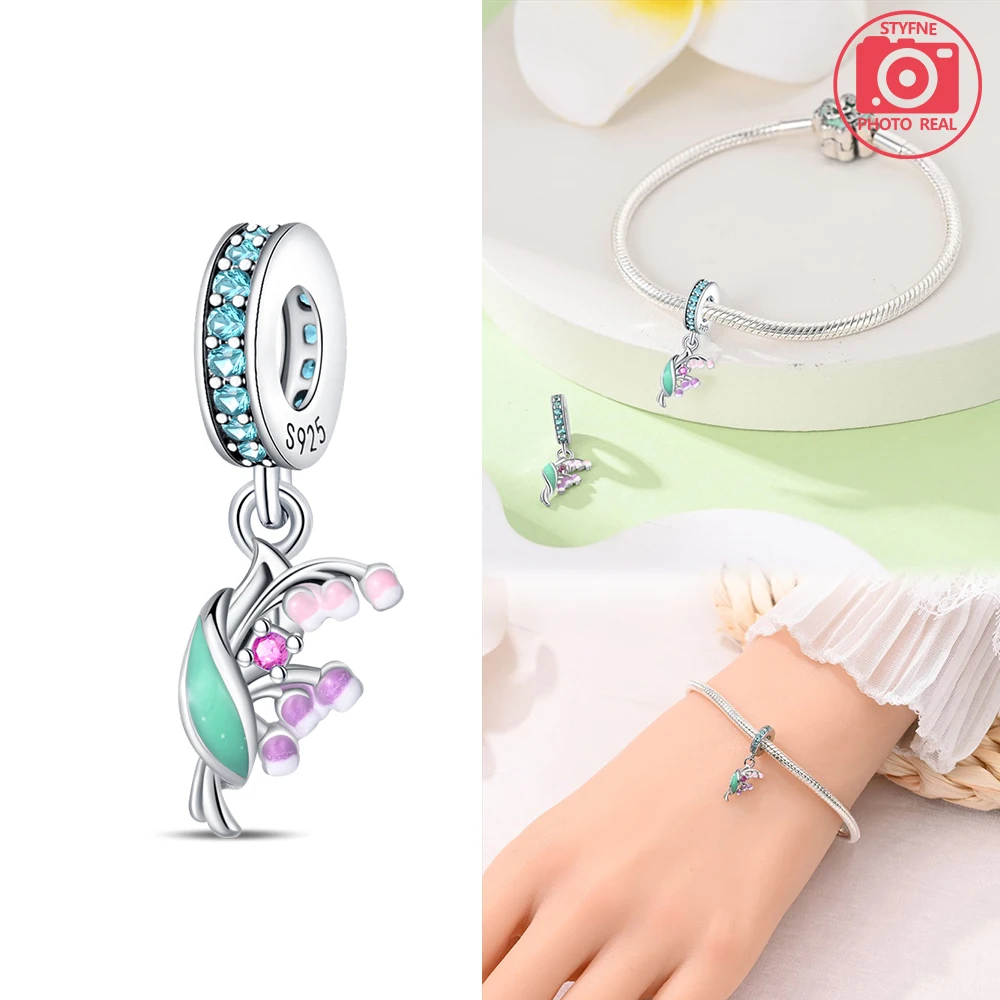 Charms Plata Tulip Pendant Silver Colors For Charms Silver Colors Original Bracelet for Jewelry Making