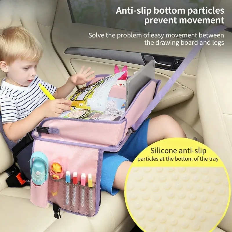 1Pcs Portable Car Drawing Board Multifunctional Non-slip Car Accessories Travel Essential Car Folding Storage Table&Toy Tray