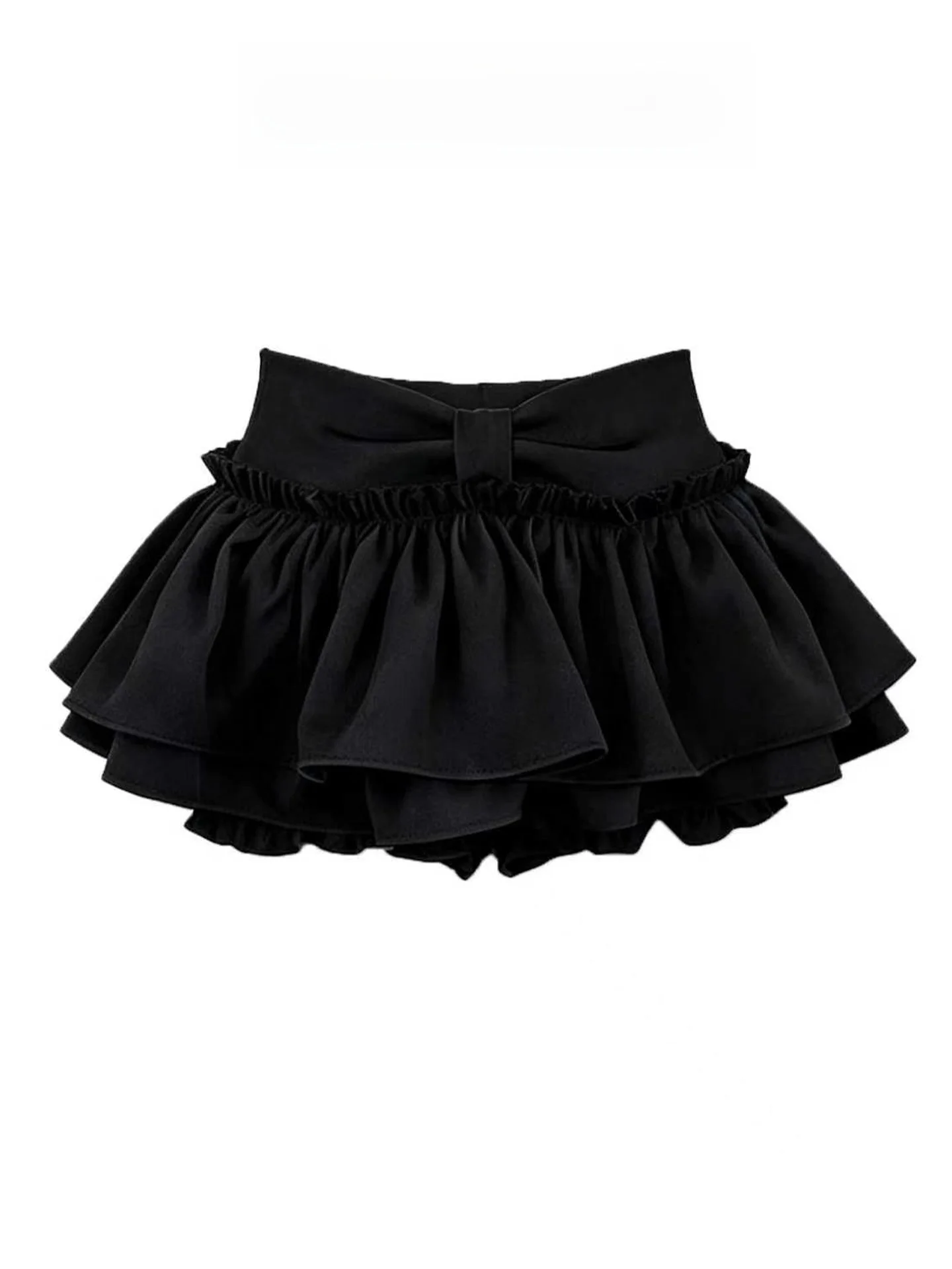 Black Puffy  Skirt Women's A-Line Super Short Cake Skirt Retro Commute High Waist Pleated Gathered Casual School Girl