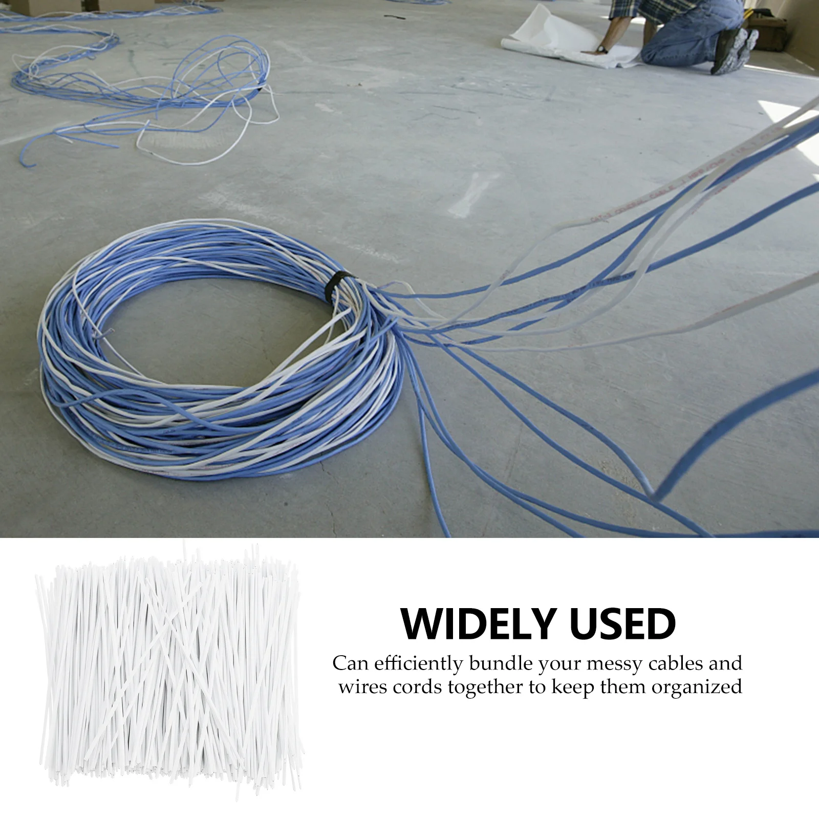 

1000 Pcs Tie Power Cord Reusable Bread Ties Cable Binding Electric Wire Iron Core Overmolding Organizer