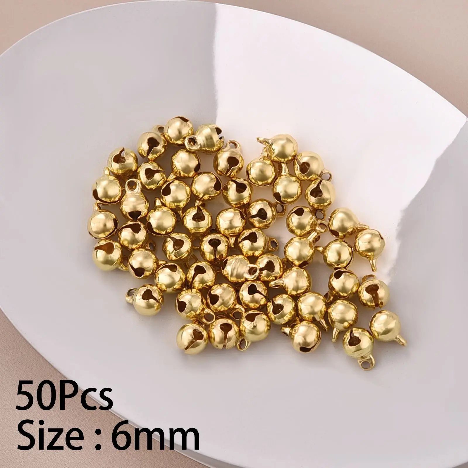 50 Stücke 6mm Mini Aluminium Gold Bunte Jingle Anhänger Winzige Messing Glocken Für Hund Weihnachtsbaum Dekoration/DIY Handwerk Zubehör