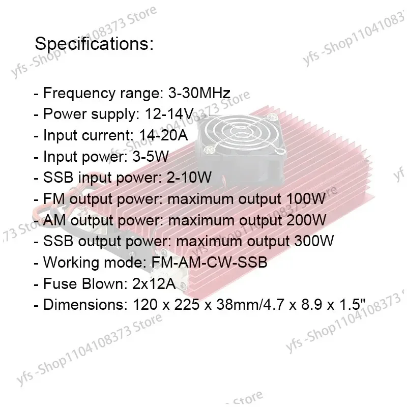 300Plus BJ300 10W 3-30MHz Radio Power Amplifier Module With Fan Output Power 100W FM 200W AM 300W SSB