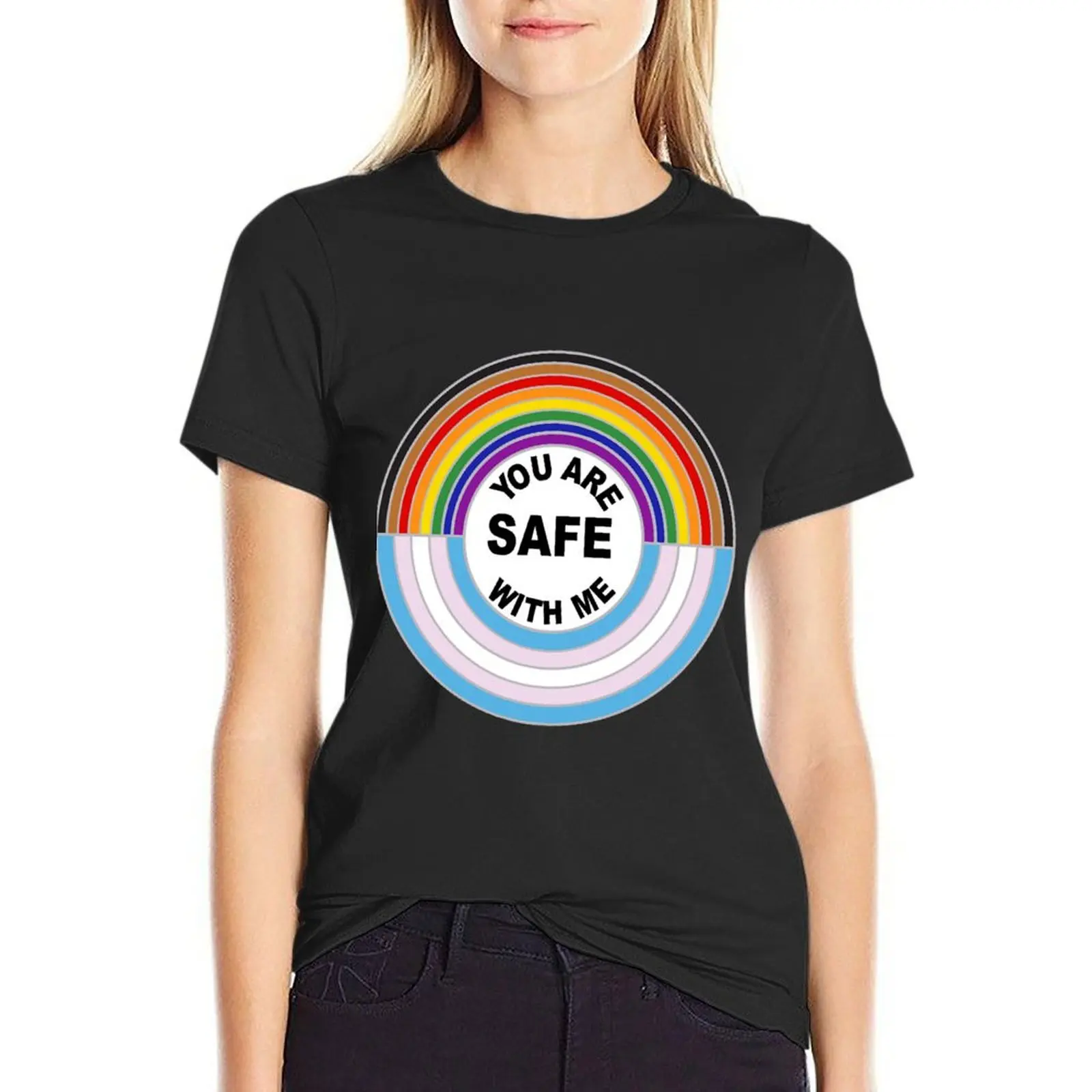 You Are Safe With Me T-Shirt customs sports fans Blouse t shirt Women