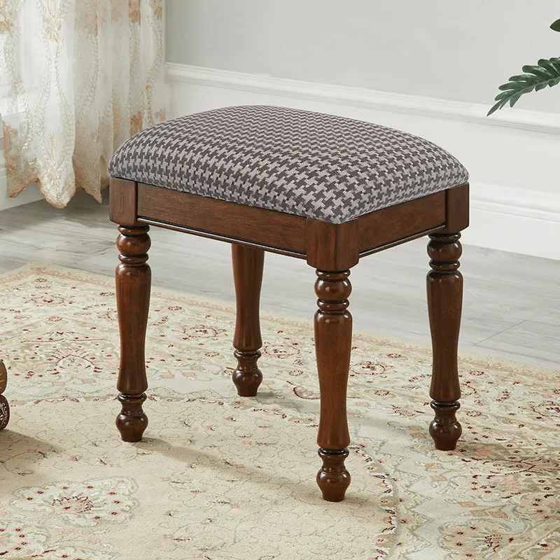 American solid wood walnut makeup stool girls bedroom home dressing stool shoe changing stool guzheng