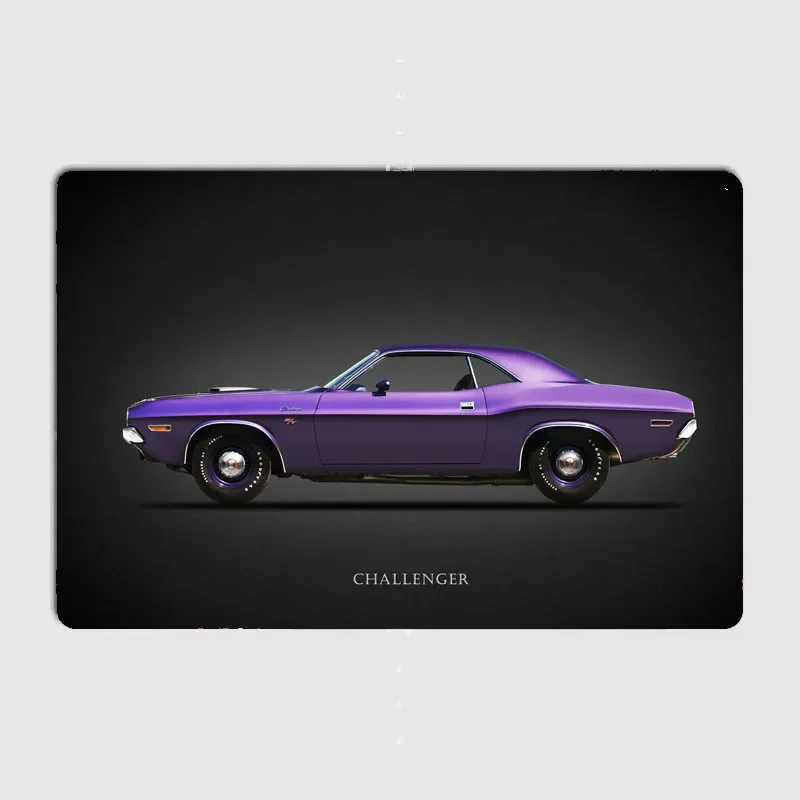 Purple Sports Car Challenger RT Performance Metal Sign Poster Garage Room Decor Automobile Club Custom Tin Vintage Home Decor