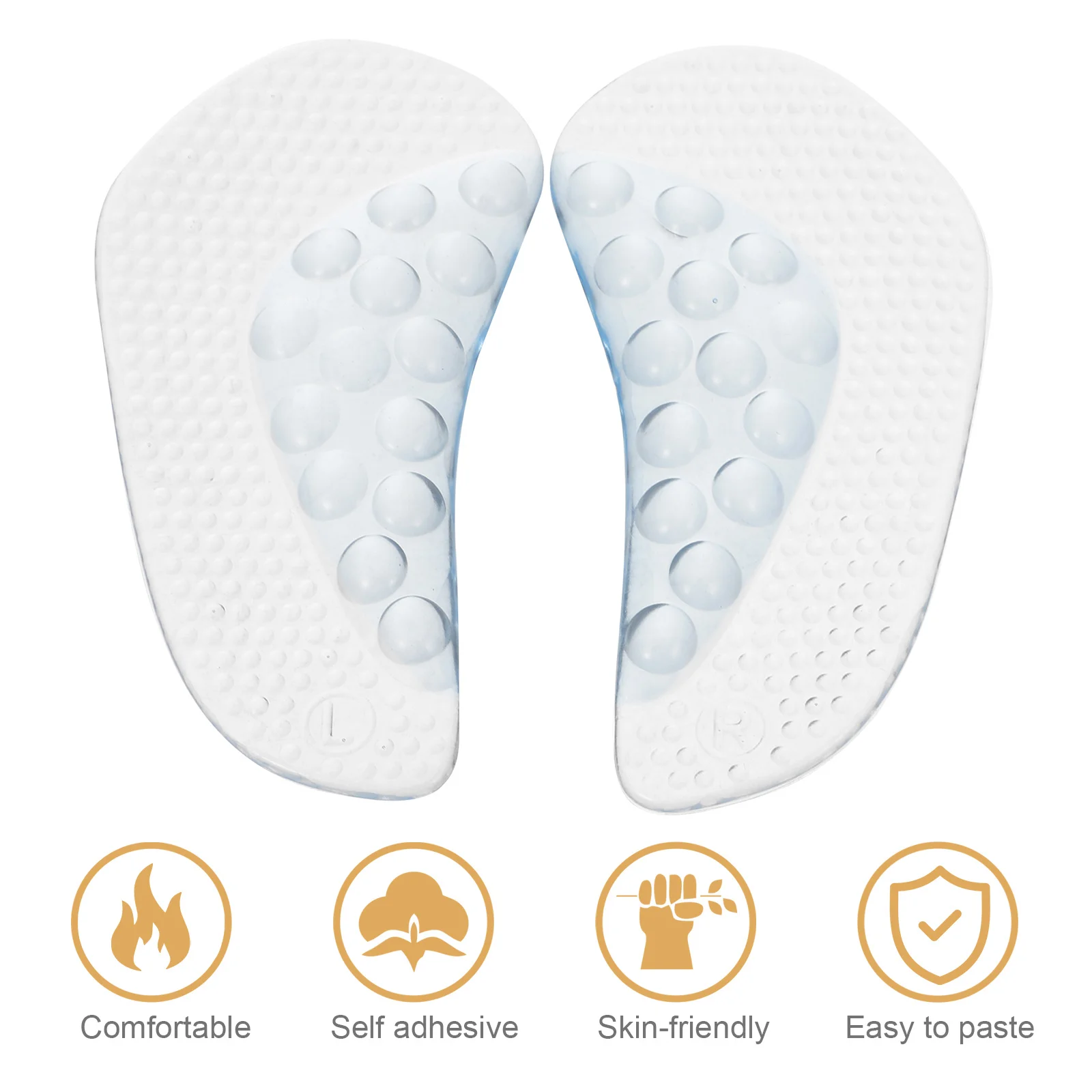 

1Pair Foot Arch Support Inserts Silicone Self-Adhesive Arch Support Insoles for Shoe High Heels Office Daily Use
