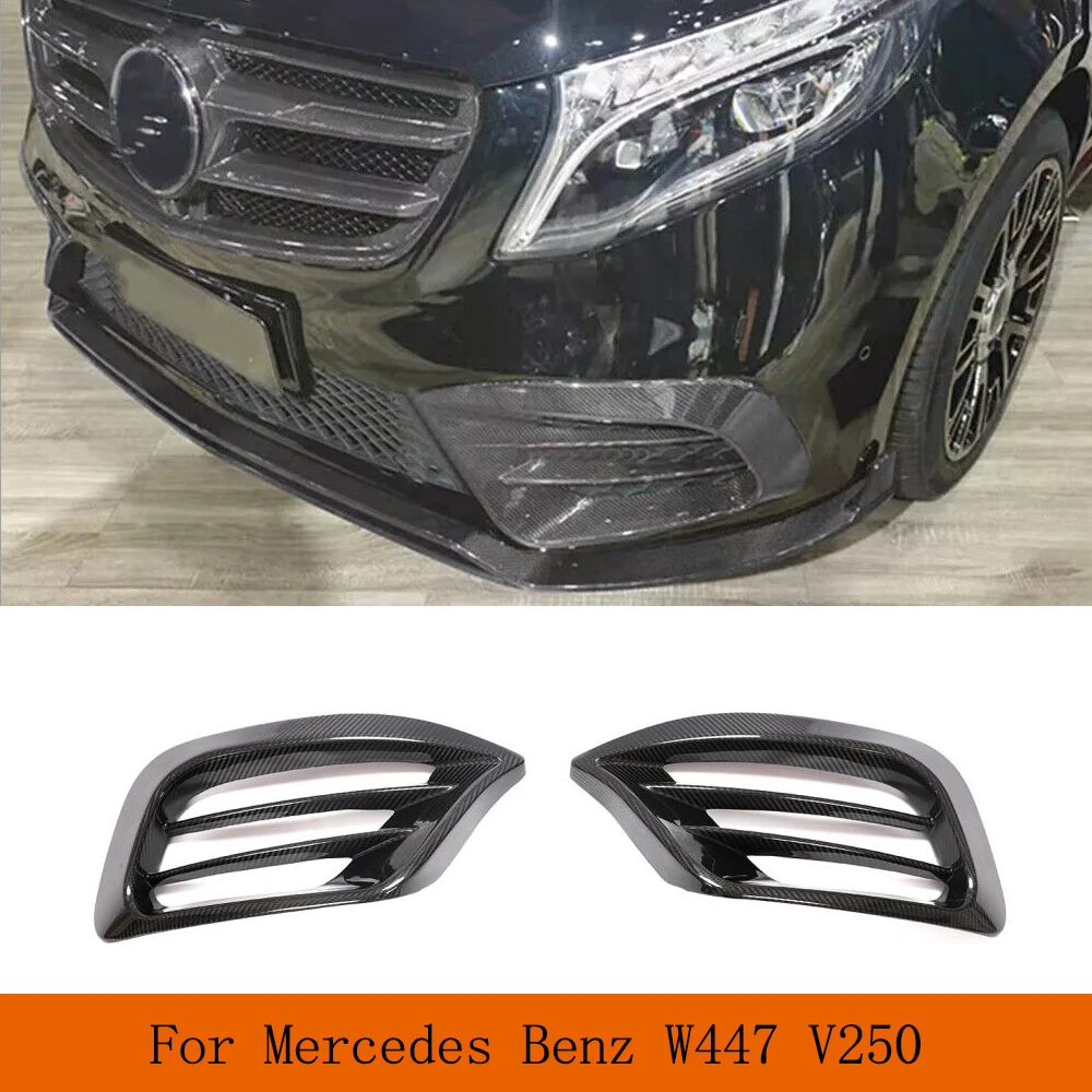 DRY Carbon Fiber Fog Lamp Air Intake Duct Vent Cover for Mercedes Benz V Class W447 V250 4-Door 2020-2021 Car Front Splitter 