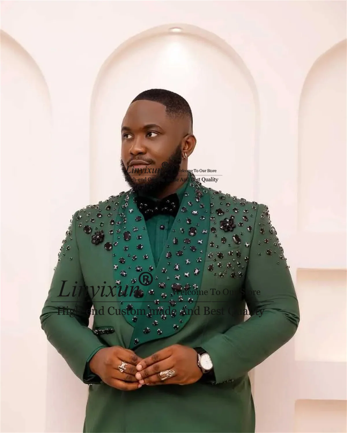 

Sparkly Crystals Gem Men Suit Customized 2 Piece Set Male Prom Blazers Wedding Groom Tuxedos Slim Shawl Lapel Costume Homme