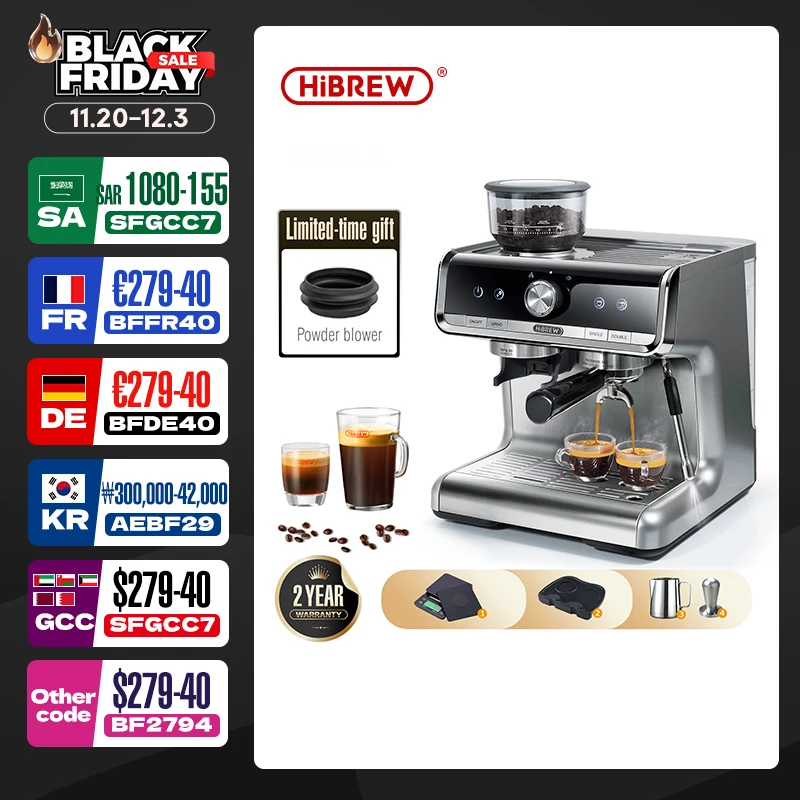 

HiBREW Barista Pro 20Bar Bean to Espresso, Cafe Кофемашина коммерческого уровня с полным комплектом для кафе, отеля, ресторана H7
