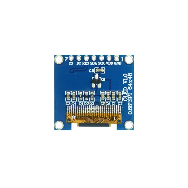 0.66-inch OLED Display Module SSD1315 64x48 SPI Monochrome White - 7-Pin Low Power COG Small LCD Screen Module