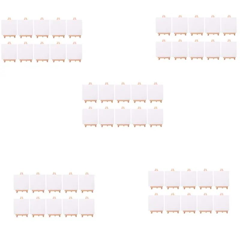 50 Set Artists Mini Canvas Set Painting Craft DIY Drawing Small Table Easel Gift