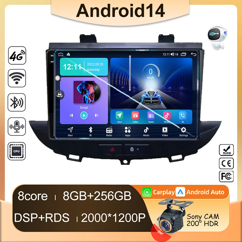 Car Radio For Opel Grandland X crossland x 2016-2020 Android Auto Multimedia GPS Video Navigation Carplay Screen Monitor 2din TV