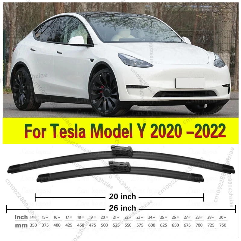 2Pcs Für Tesla Modell Y 2020 2021 2022 Front Wischer Klingen Pinsel Cutter Gummi Scheibenwischer 26 "+ 20" auto Zubehör