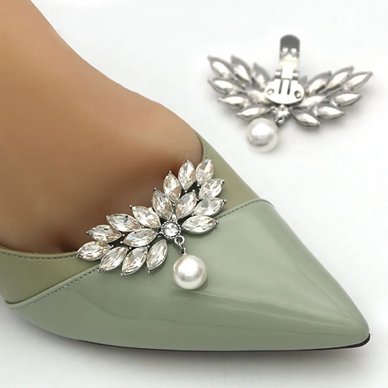 New Crystal Pearl Women's Shoes Upper Shoe Charms Decorations Buckle Cute Little Fairy Shoe Accessories Removable Shoes Clip