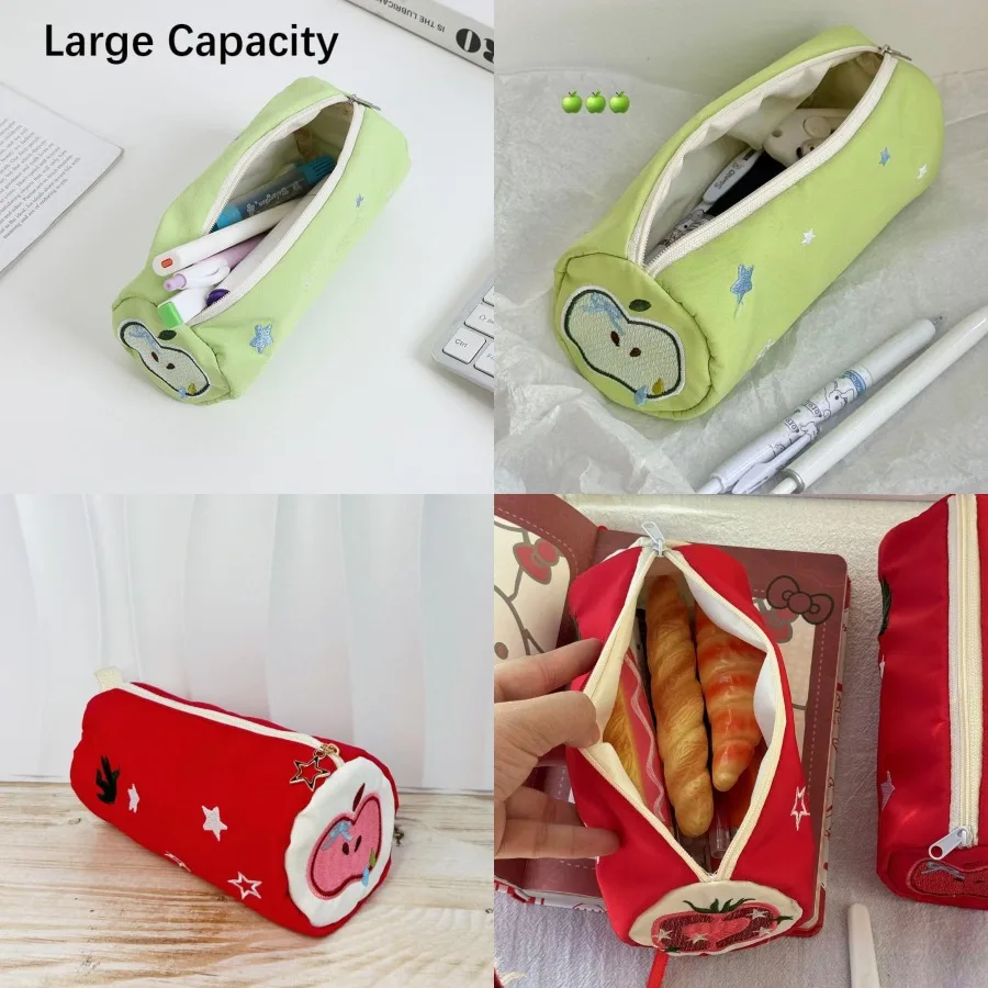 

Симпатичная сумка для ручек с красочным фруктовым дизайном для школы и офиса, большая вместительная сумка-органайзер на молнии для хранения для Stat