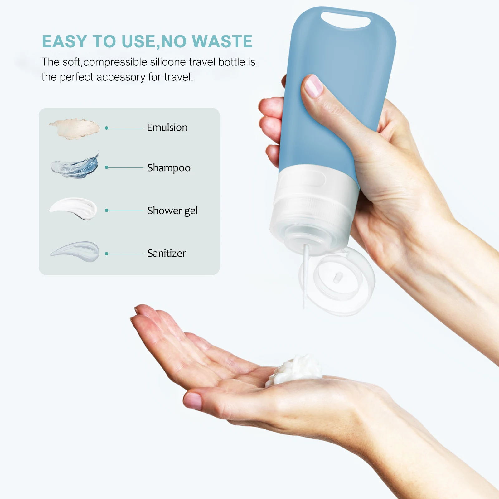 

4pcs Silicone Bottles Refillable Toiletry Containers Lightweight Leakproof 90Ml Travel Size Empty Bottles Multiple