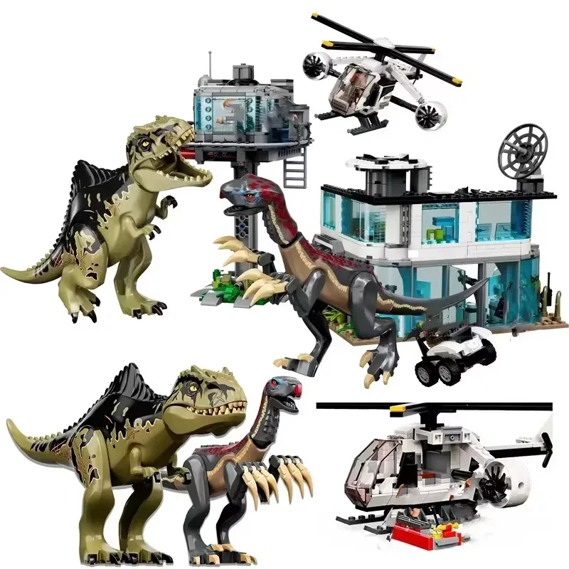 

818 pieces Southern Giant Dinosaur and Velociraptor Attack Buildable Christmas Blocks Educational Toys for Children