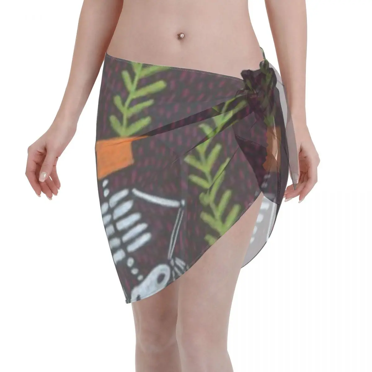 Promotion Sunflower Skeletons Women's Beach Wrap SkirtHawaii Travel Wrap Skirt