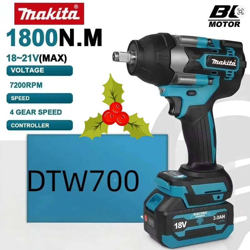 

Бесщеточный электрический гайковерт Makita DTW700, аккумуляторная дрель-шуруповерт, бесплатная доставка, мощный инструмент с высоким крутящим моментом, 18В/20В