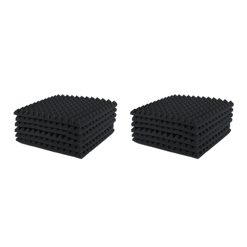 12 Pcs Acoustic Panels Foam Board Studio Sound-Absorbing Firewall Wedge Tiles Helps Reduce Echo And Unnecessary Noise