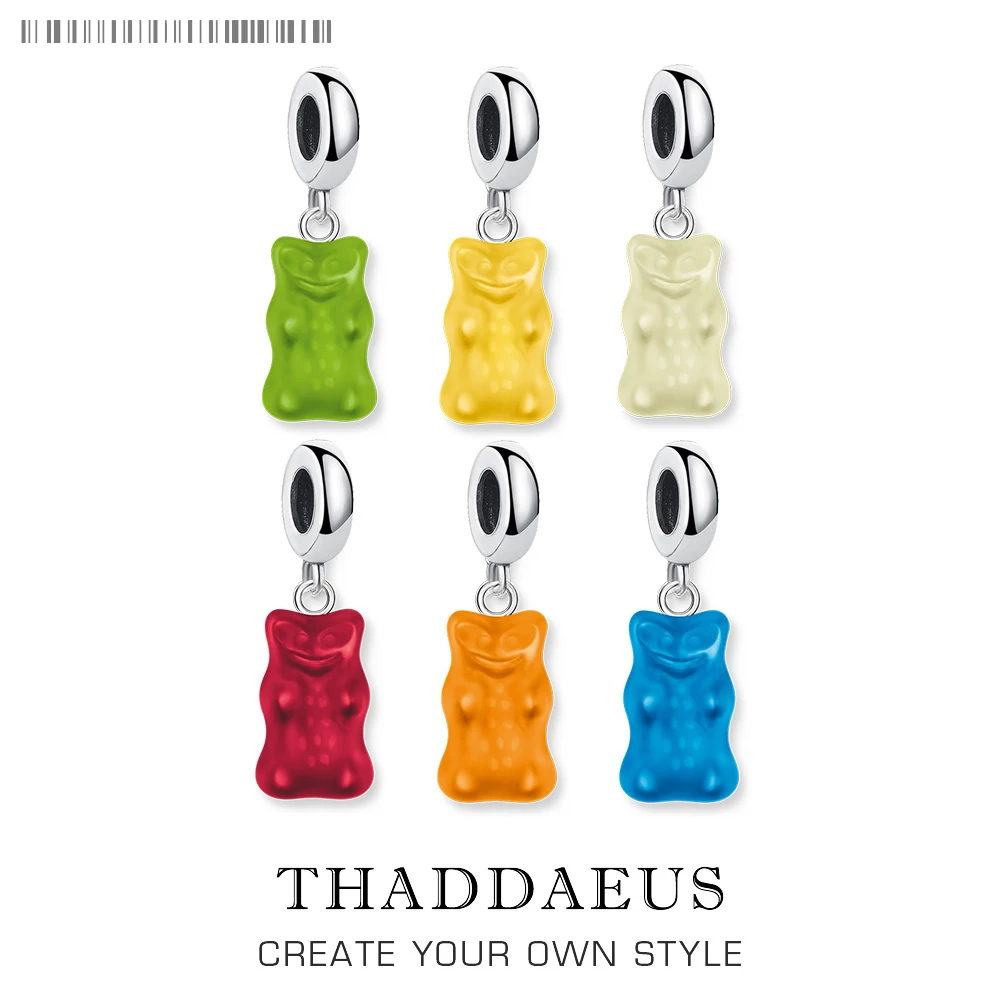 Dangle Charm Pendant Jelly Bears For Women Men 925 Sterling Silver Classic Brand New Sweet Gift