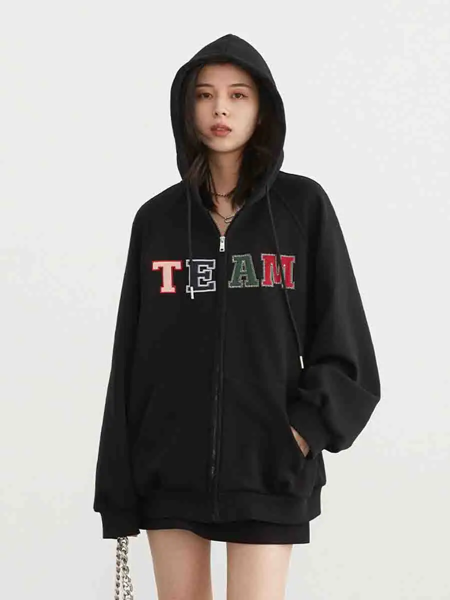 Imagem -04 - Chic Ven-hoodie Feminino Casual Solto com Estampa Cabolsas de lã Streetwear Roupas Femininas Primavera Outono Novo 2023