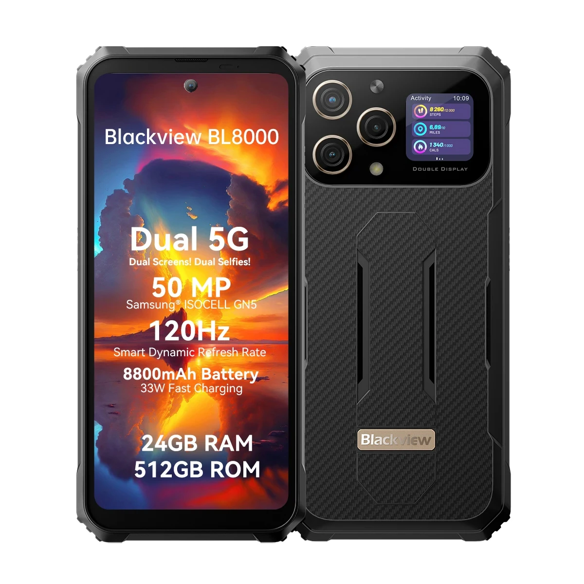 Imagem -06 - Smartphone Robusto 678 2.4k Display Fhd 24gb Mais 512gb Câmera 50mp Bateria 8800mah Celular Octa-core Blackview-bl8000 5g