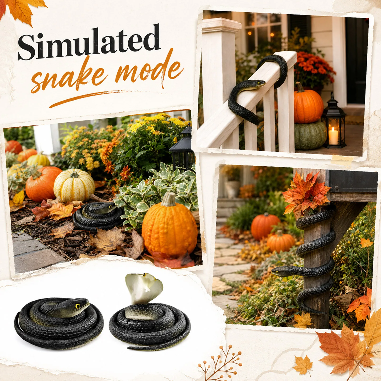 Realistic Large Snakes Toy Keep Birds Away for Outdoor Garden, Simulated Snake Toys, Halloween Prank Props Scare Toy