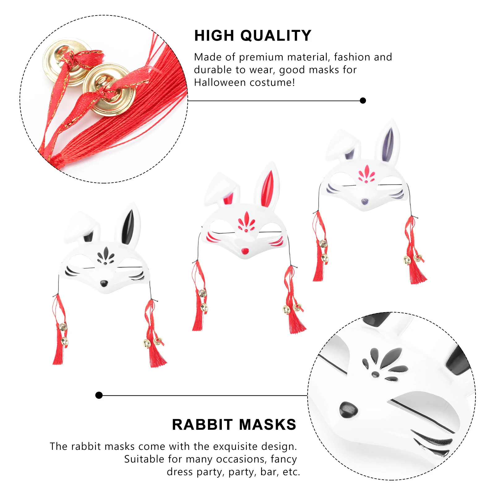 

3 Pcs Bunny Face Decorative Headdress Halloween Costume Party Supply Party Adorable Facial Mask Supply Adult Size