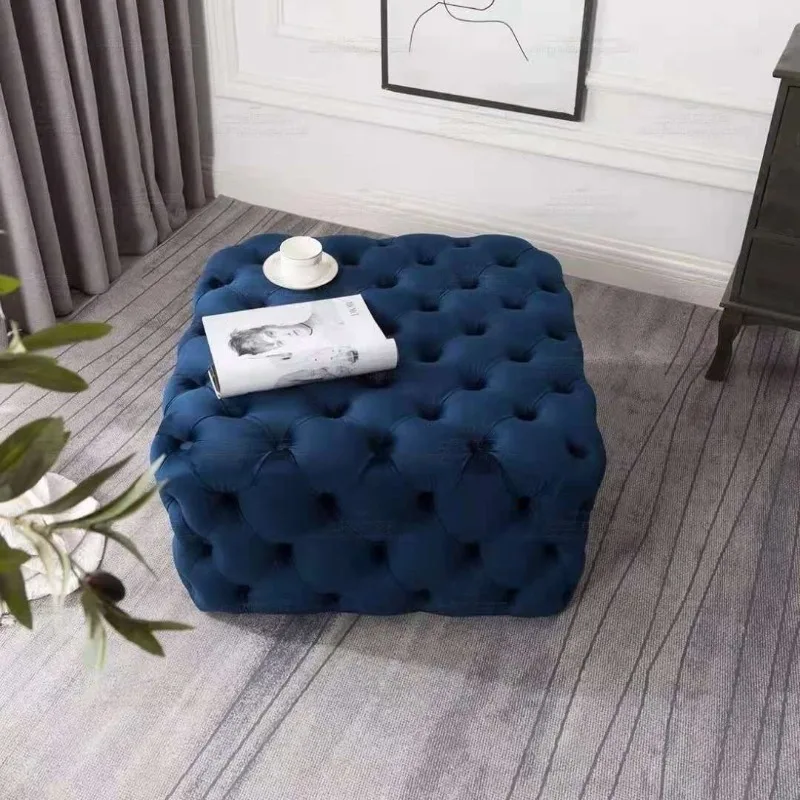 Luxury Pedal Stool Modern Living Room Square Stools Simple Entrance Hall Change Shoes Ottomans Sofa Side Decoration Ottomans