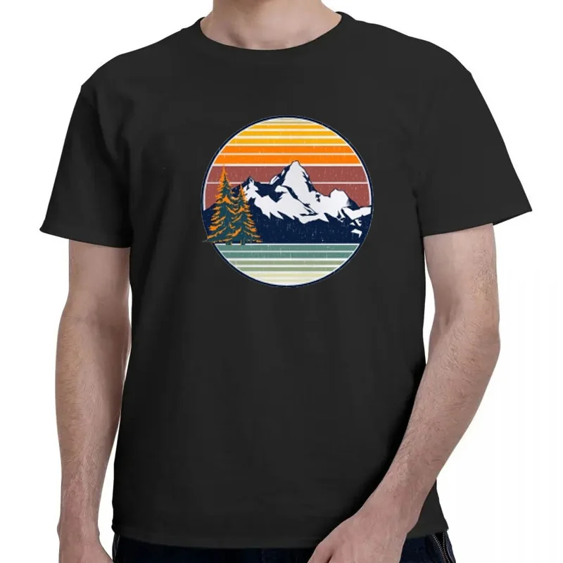 T-Shirt manches courtes pour hommes, Hipster, Cool Mountain imprimé, 2022