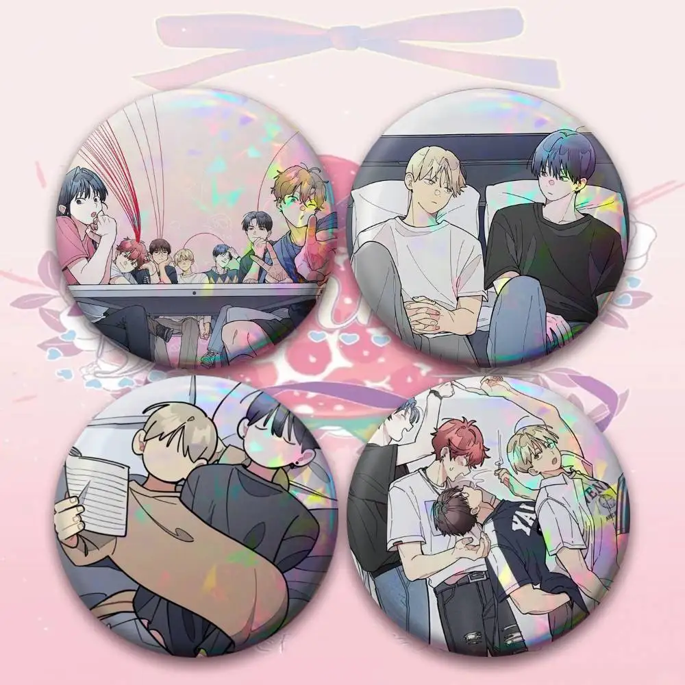 Funny Manhwa One-Room TA Laser Badge Applicable For Backpack Clothes Hats Decor Creative Accessories