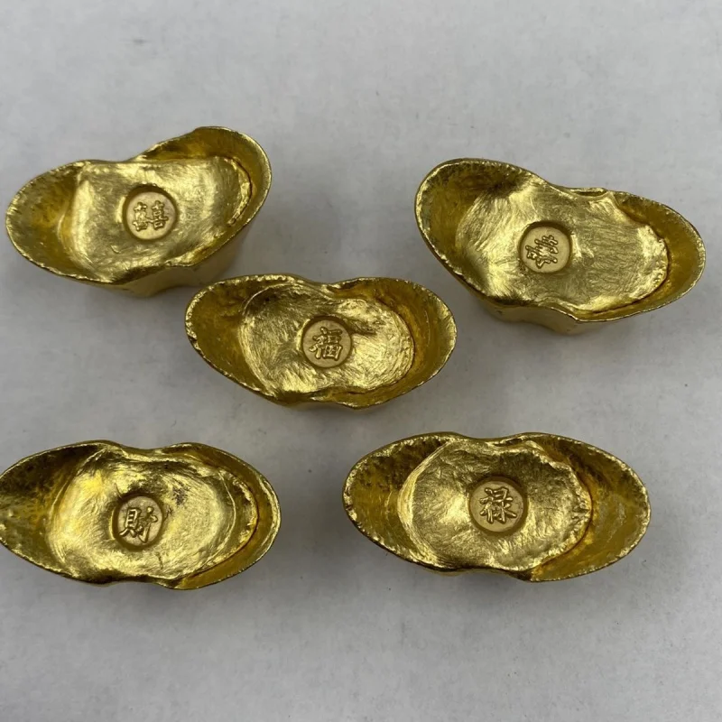 

Daqing Fu Lu Shouxi Fortune Gold Ingot Gold Plated Ancient Coin Gold Ingot Gold Bar Antique Decoration Factory Wholesale