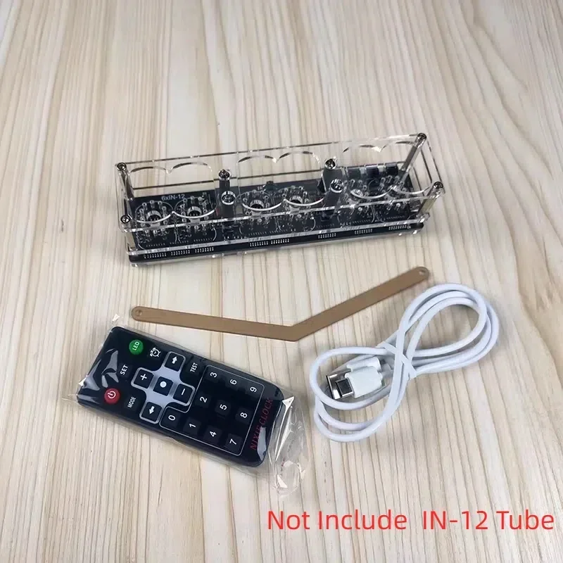6-digit IN-12 neon tube clock,5VDC,premium version include remote control and LED lighting both versions not include neon tube