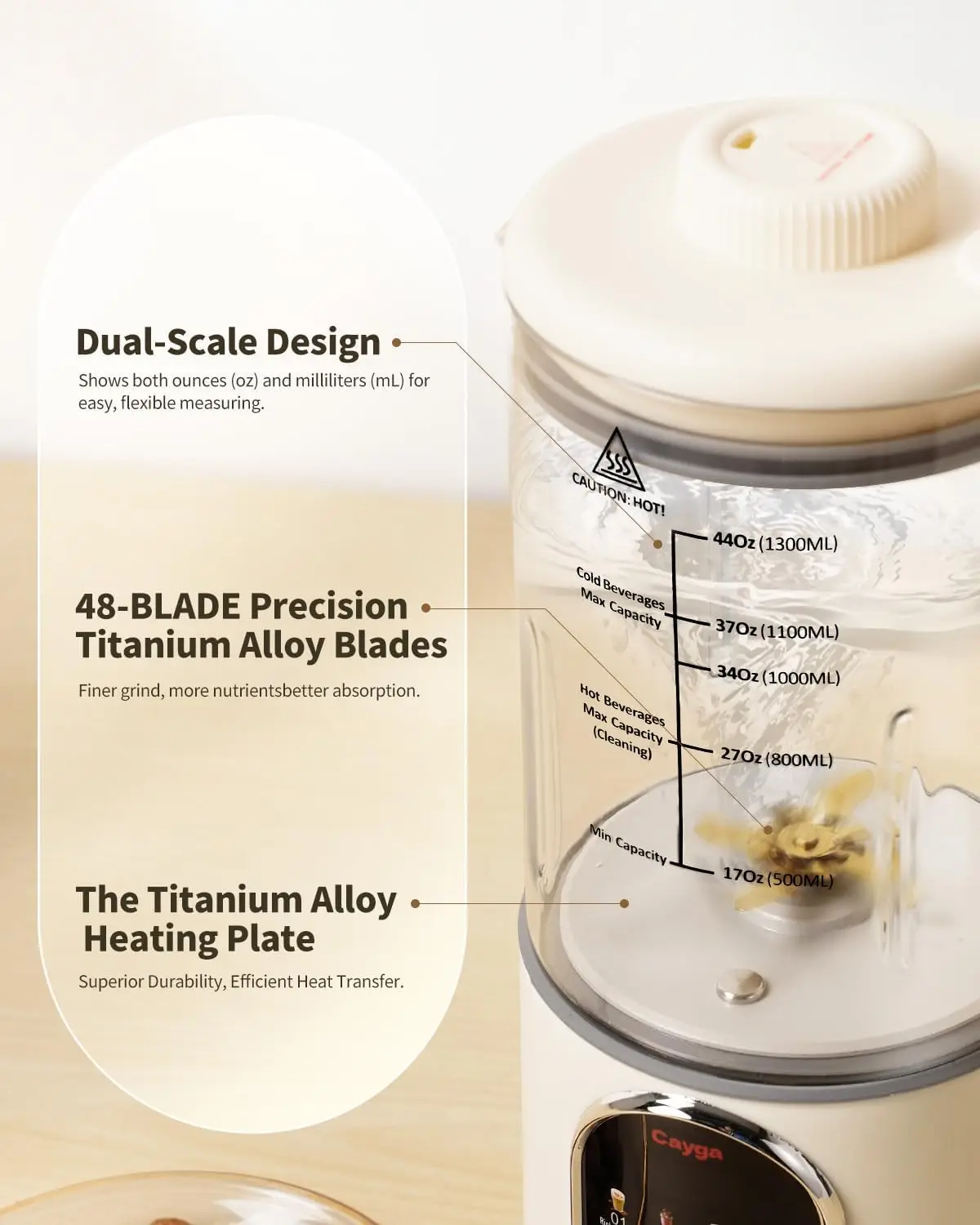 Máquina caseira de fazer leite de porca, liga de titânio, 44oz, fabricante de leite de soja, amêndoa caseira, aveia, suco, coco para bebidas à base de plantas w
