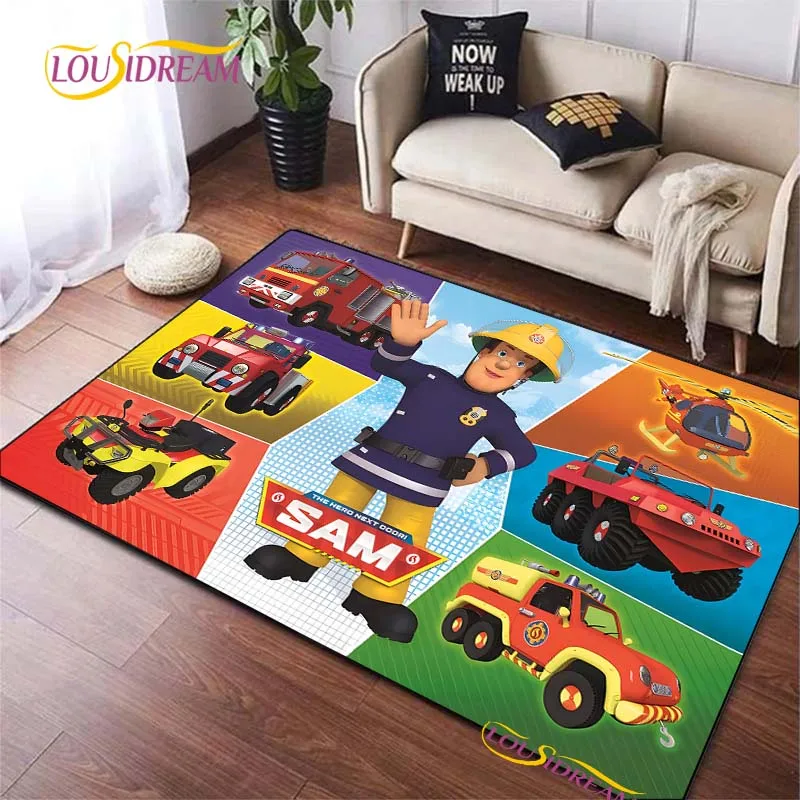 Fireman Sam British Classic Anime NonSlip Area Rug for Living Room,Bedroom,Playroom,Kitchen Prayer Floor Mat Home Decor Rug Gift
