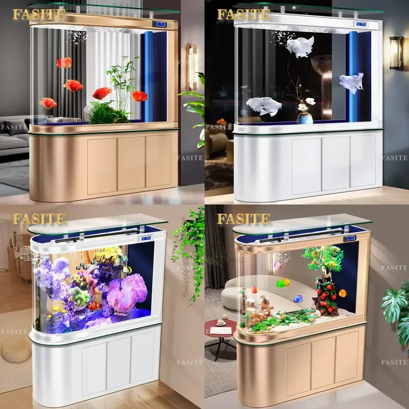 For Large Floor Aquarium Aluminum Alloy Bullet Bottom Filter Fish Tank Living Room Partition Screen Entrance Office New